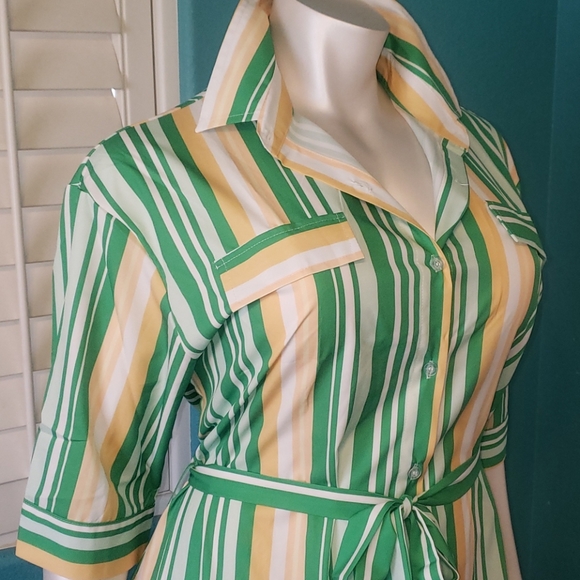 Green and Yellow Maxi Shirt Dress Size 2x - Picture 4 of 7